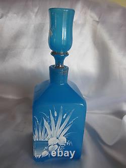 19th Century Moser Blue Opaline H. P. Stork Barber Bottle