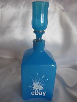 19th Century Moser Blue Opaline H. P. Stork Barber Bottle