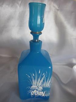 19th Century Moser Blue Opaline H. P. Stork Barber Bottle