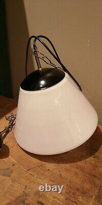 1 out of 4 Opaline Glass Conical PENDANT LIGHT, White Art Deco, 1930's
