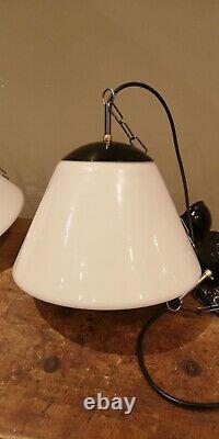 1 out of 4 Opaline Glass Conical PENDANT LIGHT, White Art Deco, 1930's