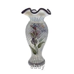 2003 George Fenton 2003 Heirloom Optics Vase Opalescent Swirl Butterfly Purple