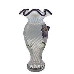 2003 George Fenton 2003 Heirloom Optics Vase Opalescent Swirl Butterfly Purple