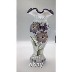 2003 George Fenton 2003 Heirloom Optics Vase Opalescent Swirl Butterfly Purple