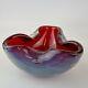 20th Century Murano Art Glass Opalescent Cased Triform Bowl Red Interior Barbini