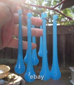 30 Art glass prisms beads robin Egg Opaline Blue lamp chandelier part 4 3/8