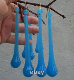 30 Art glass prisms beads robin Egg Opaline Blue lamp chandelier part 4 3/8
