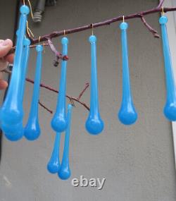 30 Art glass prisms beads robin Egg Opaline Blue lamp chandelier part 4 3/8