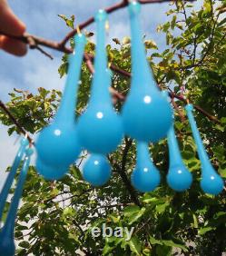 30 Art glass prisms beads robin Egg Opaline Blue lamp chandelier part 4 3/8