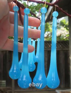 30 Art glass prisms beads robin Egg Opaline Blue lamp chandelier part 4 3/8
