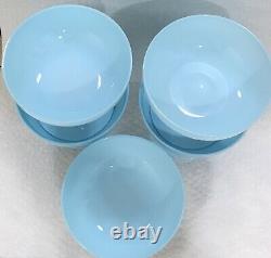 5 Sherbets Coupe Champagne Portieux Vallerysthal PV France Blue Aqua Opaline