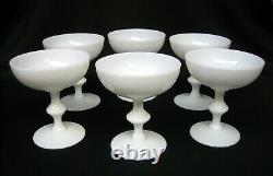 6 French Portieux Vallerysthal White Opaline 4 Champagne/Sherbet Glasses