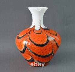70s Carlo Moretti Murano Opaline Art Glass Jug Vase Orange Vintage