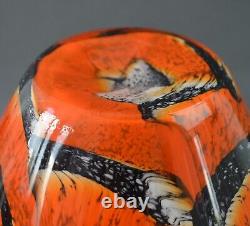 70s Carlo Moretti Murano Opaline Art Glass Jug Vase Orange Vintage