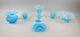 7pc Lot Of Fenton Hobnail Blue Opalescent Art Glass Bowls, Vases, Creamer, Sugar+