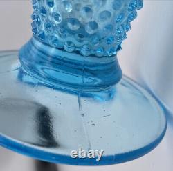 8 Fenton Hobnail Fan Vase Opalescent Blue Art Glass Ruffled Edge