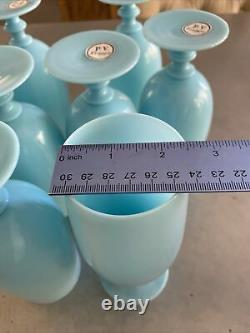 8 Portieux Vallerysthal Translucent French Opaline Aqua Blue 7 Water Goblets