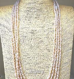 ANTIQUE MILK GLASS NECKLACE Vaseline Opalescent Moonstone Beads MILKY ART DECO