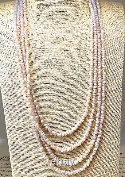 ANTIQUE MILK GLASS NECKLACE Vaseline Opalescent Moonstone Beads MILKY ART DECO