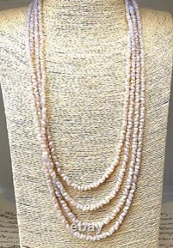 ANTIQUE MILK GLASS NECKLACE Vaseline Opalescent Moonstone Beads MILKY ART DECO