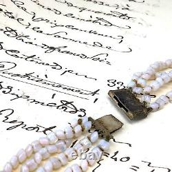 ANTIQUE MILK GLASS NECKLACE Vaseline Opalescent Moonstone Beads MILKY ART DECO