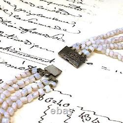 ANTIQUE MILK GLASS NECKLACE Vaseline Opalescent Moonstone Beads MILKY ART DECO
