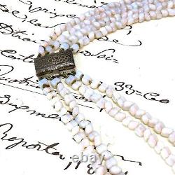 ANTIQUE MILK GLASS NECKLACE Vaseline Opalescent Moonstone Beads MILKY ART DECO
