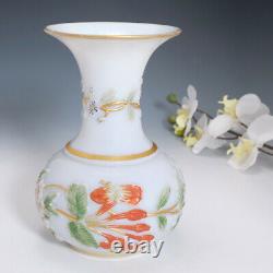 A Baccarat Opaline Floral Vase c1860