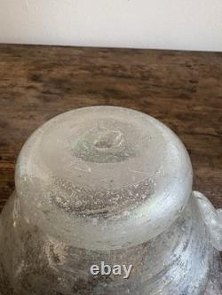 A Murano 1920sArt Deco, Hand Blown Iridescent Scavo Glass Bowl, 22cm Twin Handle