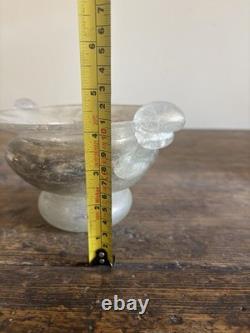 A Murano 1920sArt Deco, Hand Blown Iridescent Scavo Glass Bowl, 22cm Twin Handle