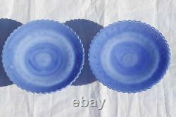 A Pair of Antique French Blue Opaline Pedestale Cake Stands 30s Vallerysthal