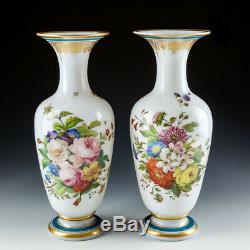 A Pair of Baccarat Opaline Flower Vases c1850