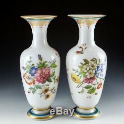 A Pair of Baccarat Opaline Flower Vases c1850