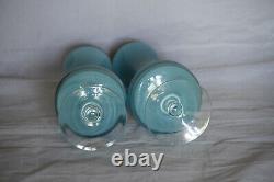 A Pair of Vintage Italian Blue Opaline Vases Clear Base 23cm 9in Opalino