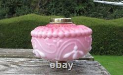 A Pretty Art Nouveau Pink/Cranberry Moulded Opaline Glass Oil Lamp Font/Fount