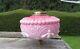 A Pretty Art Nouveau Pink/cranberry Moulded Opaline Glass Oil Lamp Font/fount