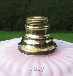 A Pretty Art Nouveau Pink/Cranberry Moulded Opaline Glass Oil Lamp Font/Fount