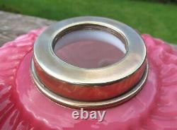 A Pretty Art Nouveau Pink/Cranberry Moulded Opaline Glass Oil Lamp Font/Fount