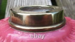 A Pretty Art Nouveau Pink/Cranberry Moulded Opaline Glass Oil Lamp Font/Fount