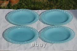 A set of 4 vintage blue opaline cake plates by Gunnar Ander Lindshammar Glasbruk