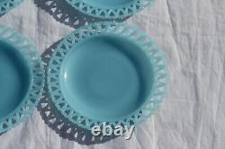 A set of 4 vintage blue opaline cake plates by Gunnar Ander Lindshammar Glasbruk