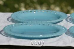 A set of 4 vintage blue opaline cake plates by Gunnar Ander Lindshammar Glasbruk