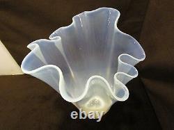 Alicja White Glass Opalescent Handkerchief Vase Poland large 14.75T x 11.5