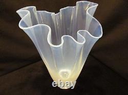 Alicja White Glass Opalescent Handkerchief Vase Poland large 14.75T x 11.5