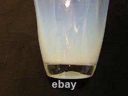 Alicja White Glass Opalescent Handkerchief Vase Poland large 14.75T x 11.5