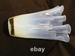 Alicja White Glass Opalescent Handkerchief Vase Poland large 14.75T x 11.5