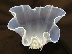 Alicja White Glass Opalescent Handkerchief Vase Poland large 14.75T x 11.5