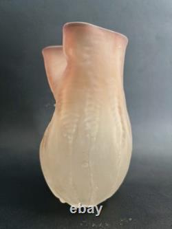 American Art Glass Nikolas Weinstein Sculptural Opaline Glass Vase Honey Red Tip