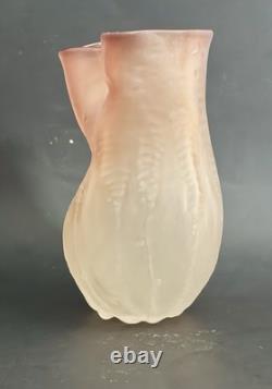 American Art Glass Nikolas Weinstein Sculptural Opaline Glass Vase Honey Red Tip