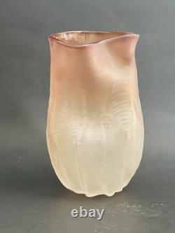 American Art Glass Nikolas Weinstein Sculptural Opaline Glass Vase Honey Red Tip